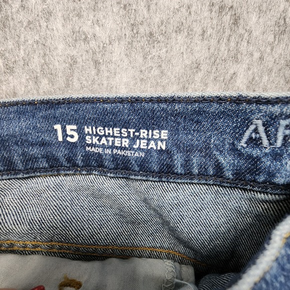 Arizona‎ Skater Jean Womens Sz 15 Blue Distressed Wide Leg Slouchy High Rise NEW - Picture 5 of 10